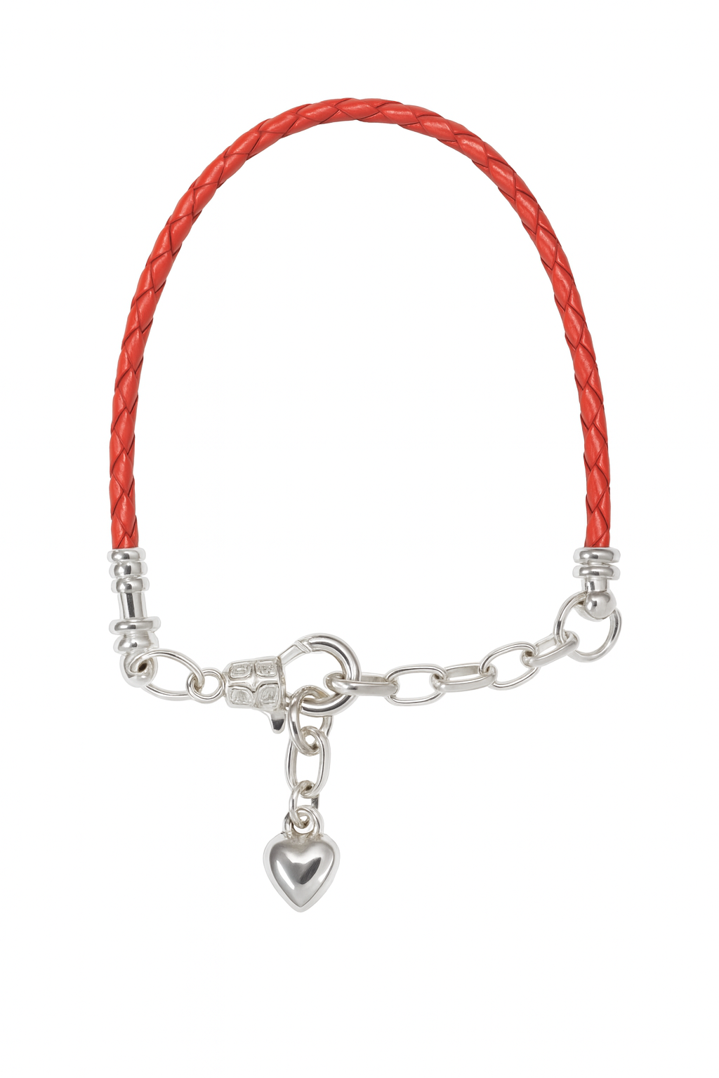 D'Dora Collection - လက်ကောက် - အနီရောင် ချိတ်ဆွဲထားသော နှလုံးပုံ