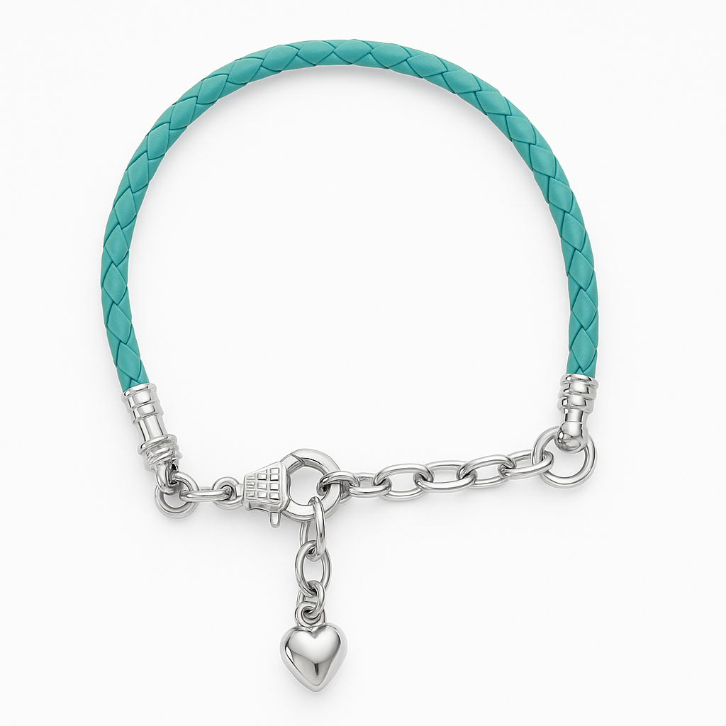 D'Dora Collection - လက်ကောက် - ပြာလဲ့ရောင် ချိတ်ဆွဲထားသော နှလုံးပုံ