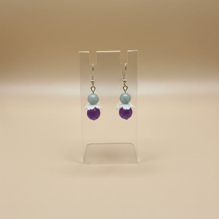 Angle Drop Collection - Earring - Amethyst & Jade