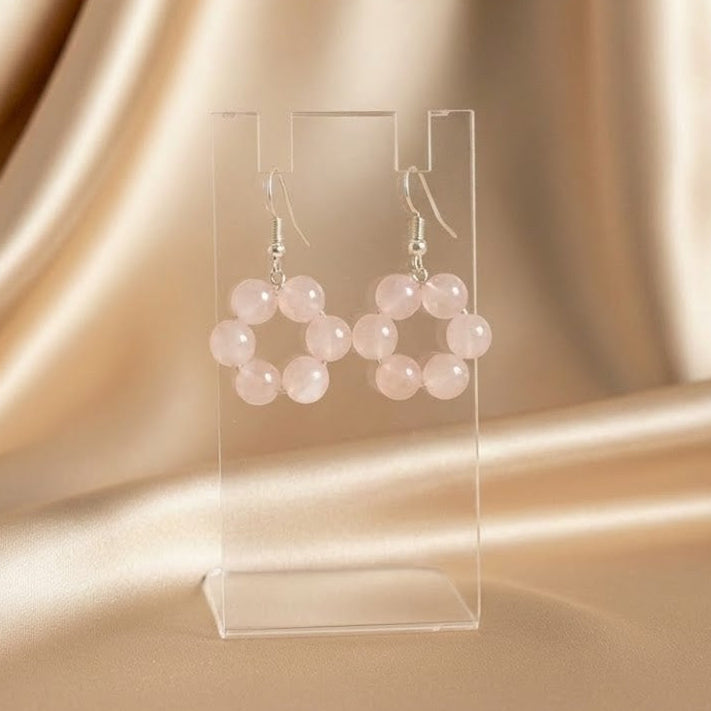 Halo Drop - နားကပ် - Rose Quartz