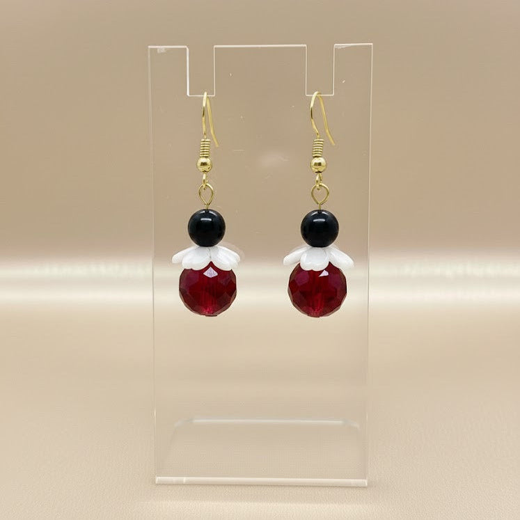 Angle Drop Collection - Earring - Ruby & Onyx